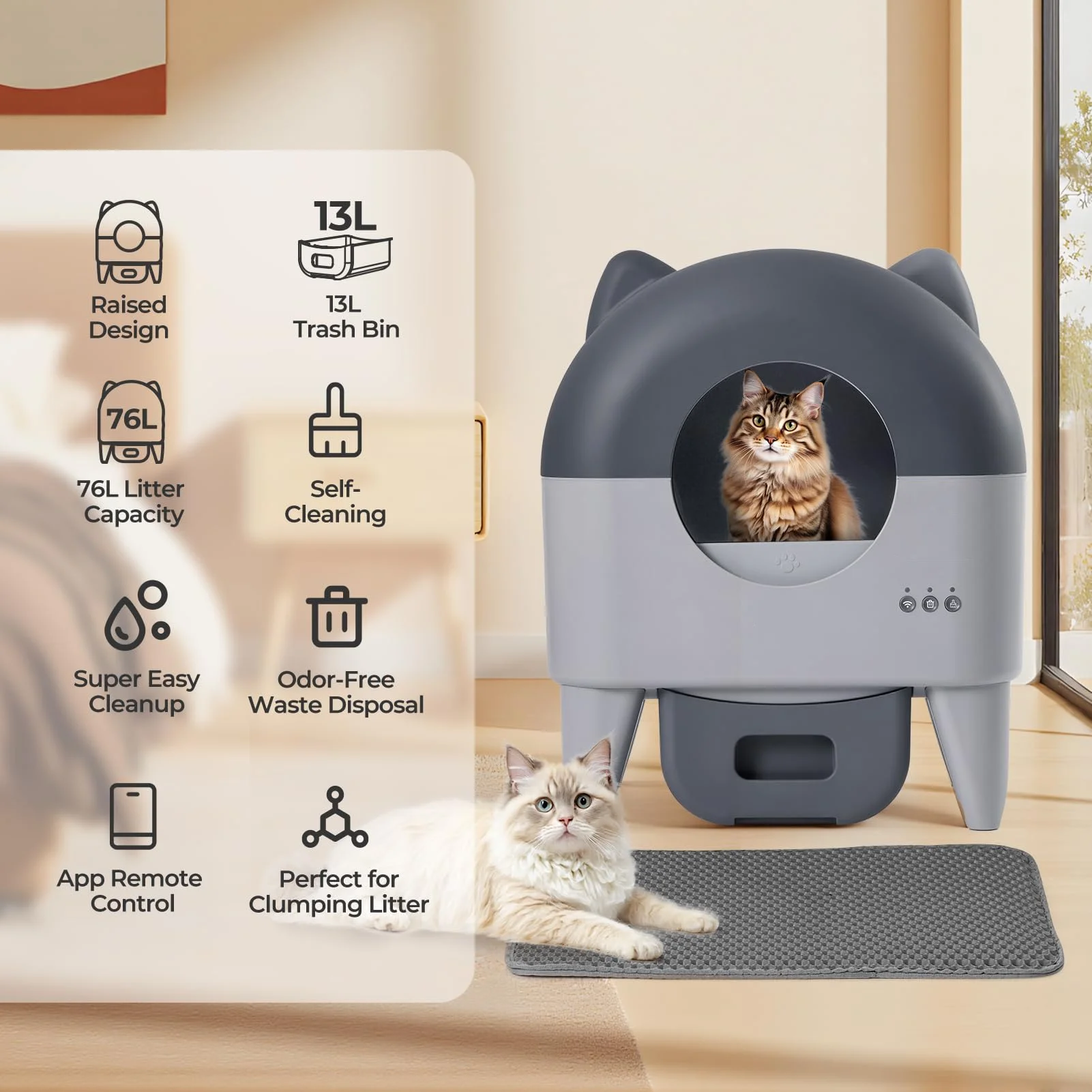 Wholesale self-cleaning trash can 76L large space APP remote control one-click unloading automatic smart cat toilet