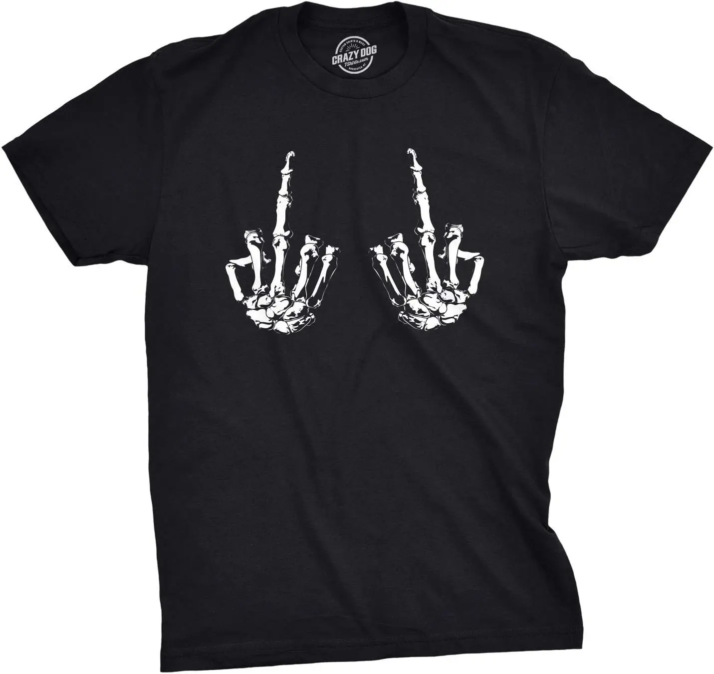 Mens Flipping The Bones Tshirt Funny Halloween Halloween Skeleton Hands Middle Finger Tee