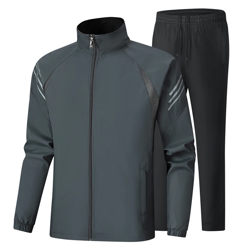 Long Sleeve Sports Suit For Men Spring Casual Athletic Gym Joggers Running Tracksuits Middle-aged Father's Autumn Two-Piece Sets