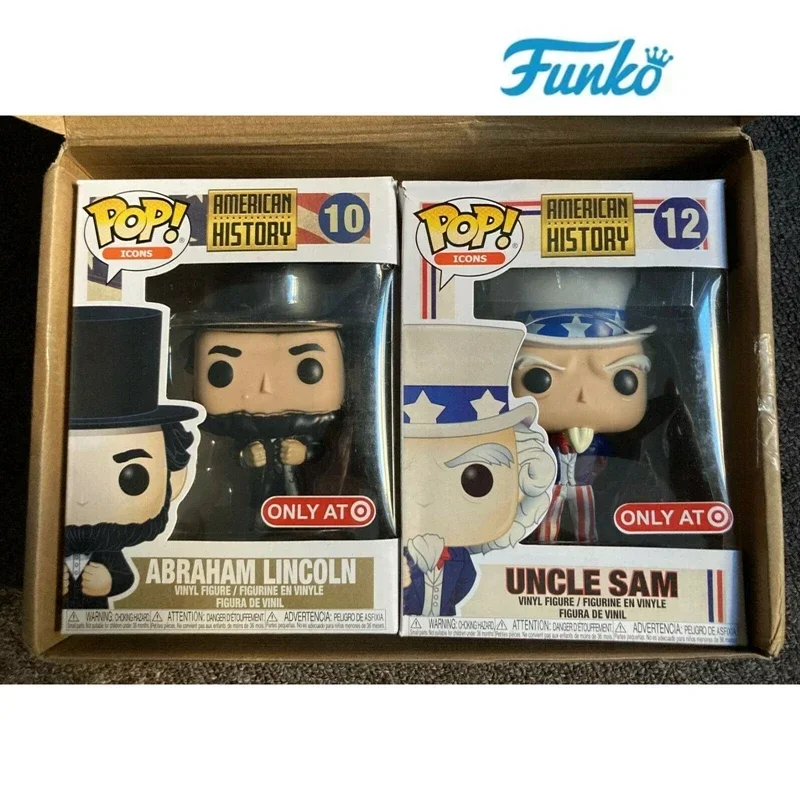 FUNKO POP     Iconos Historia Americana Abraham Lincoln # 10 tío Sam # 12 figuras de juguete de vinilo, juguetes de modelos de colección de Brinquedos de acción