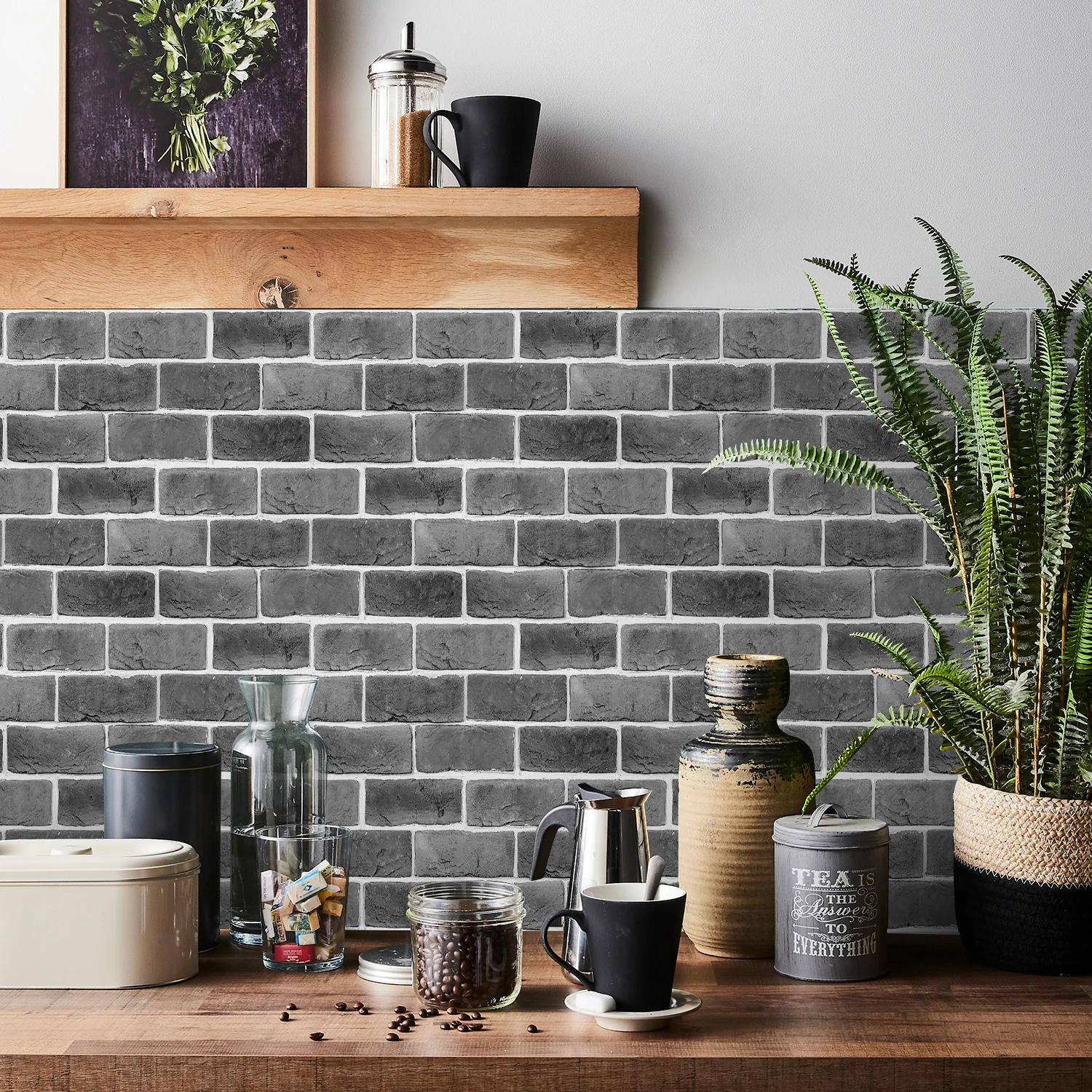 Alwayspon 30cmX15cmX12Pcs Red Brick Effect Thick Vinyl Wall Tile Sticker, Tile Decals Backsplash for Kitchen Bathroom Self-Adhes