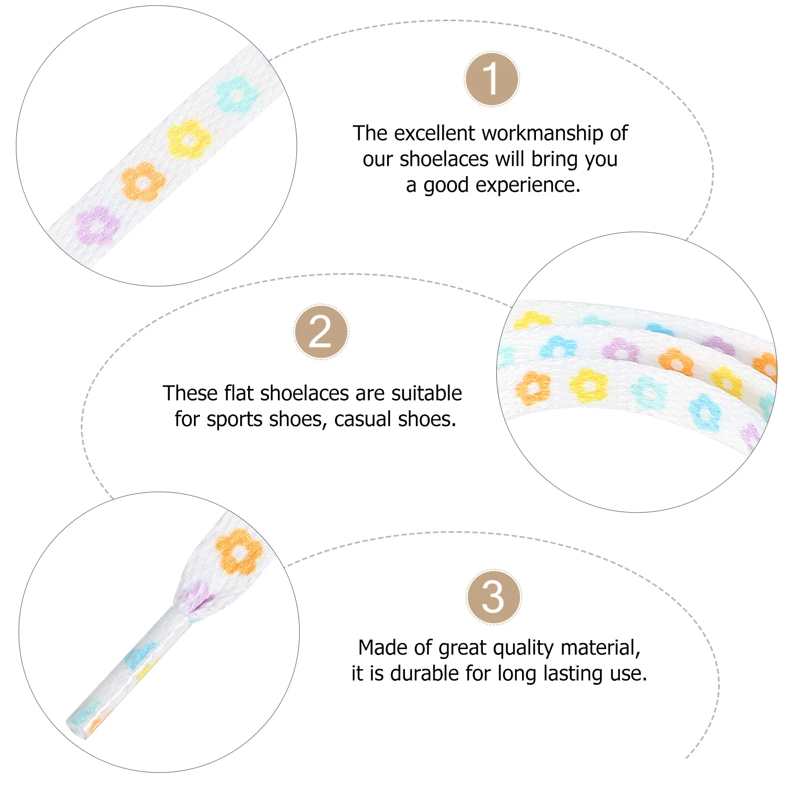 

4 Pairs Flower Shoelaces for Sneakers Casual Shoes Ties Elastic Flat Adult DIY Laces Accessories Printed Lace Sport Shoe