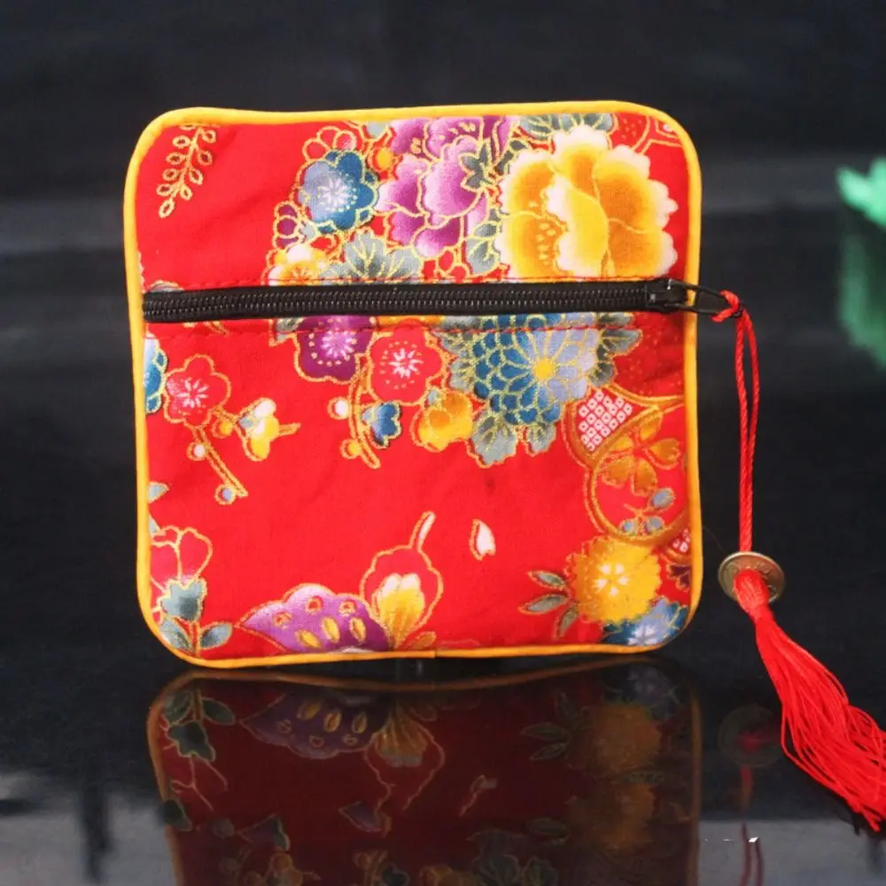 Cloth Chinese Style Coin Pouch Tassel Maneki Neko Cloth Wallet Copper Cash Pendant Jewelry Organizer Jewelry Storage Bag Girl