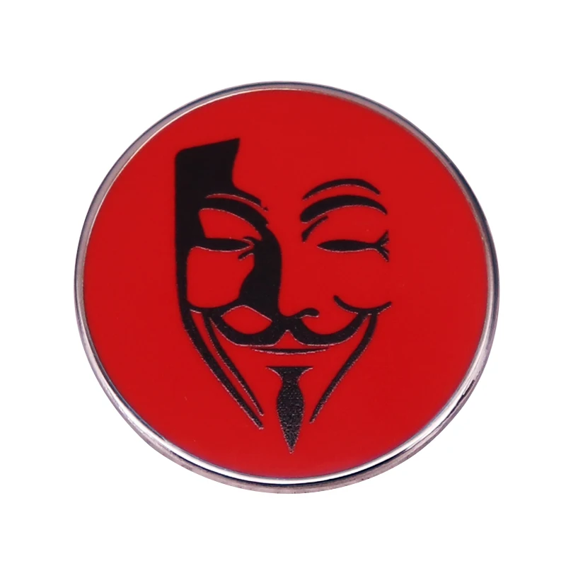 V For Vendetta Brooch Pin Political Anarchist Badge Guy Fawkes Anonymous Mask Insignia Jewelry Decor