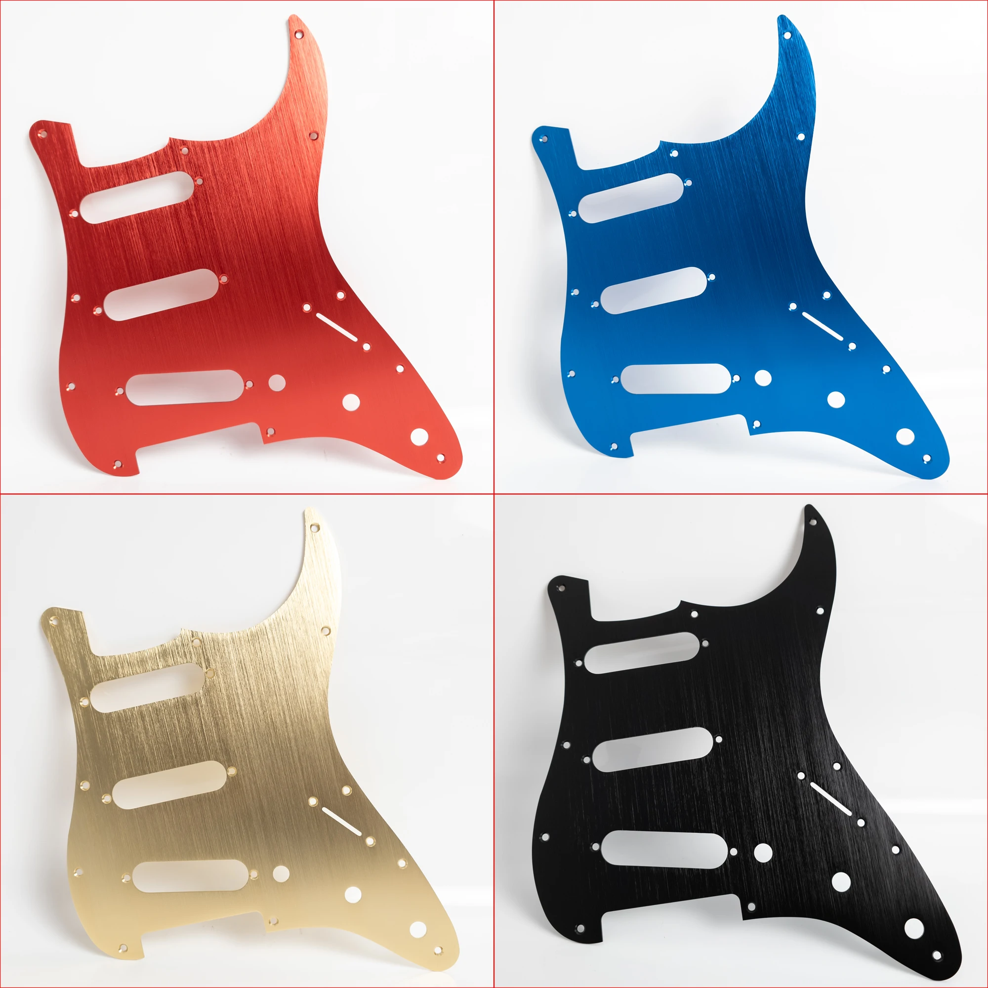 11 Hole SSS ST Electric Guitar Pickguard Brushed Aluminum Alloy Metal Replacement Scratch Plate for ST Guitar