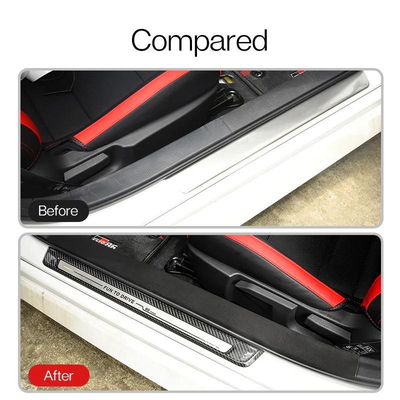 2PCS Car Threshold Strip Stickers Anti-Scratch Door Sill Protector Covers Interior Accessories For Toyota GR86 SUBARU BRZ 22 23