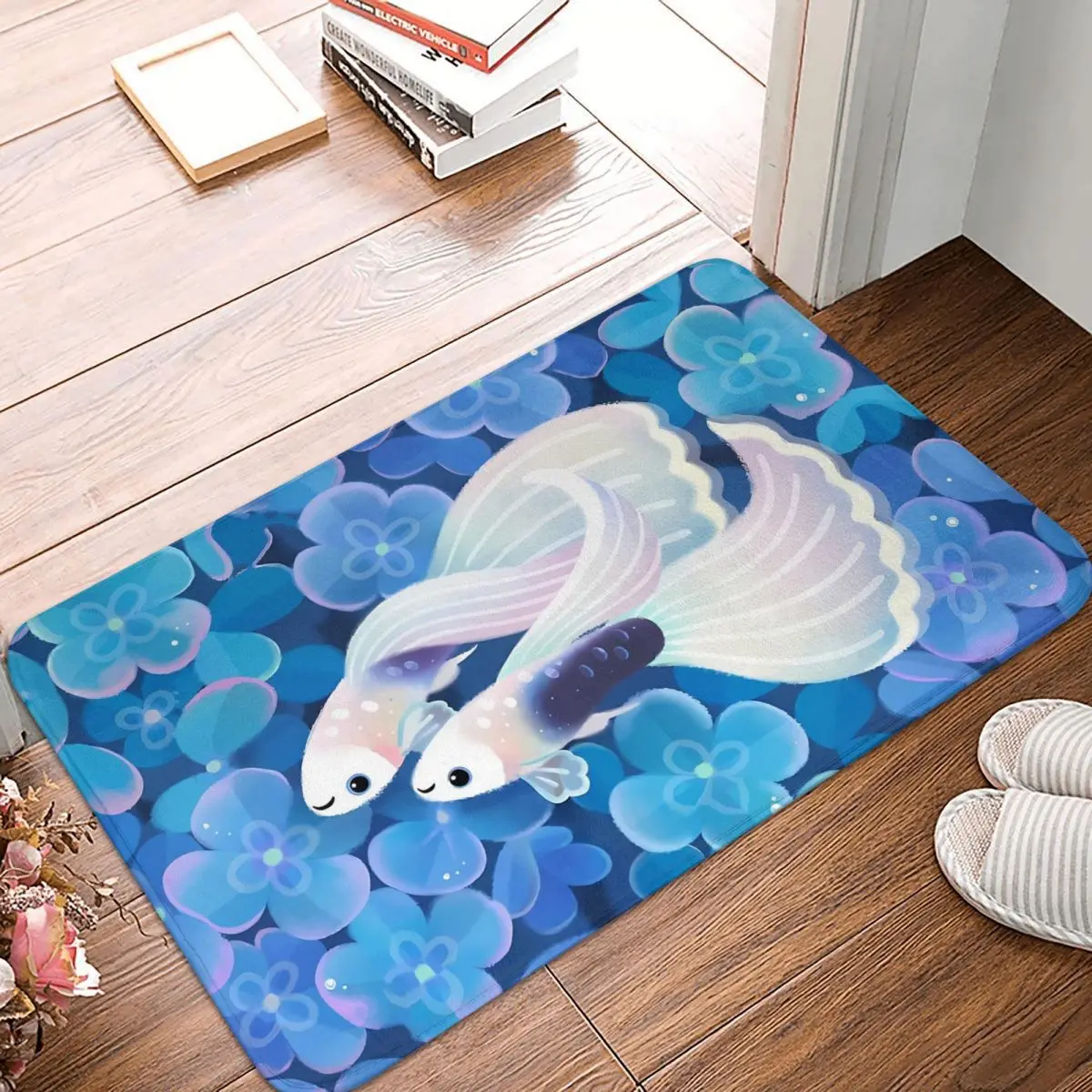 White Tuxedo Guppy Non-Slip Carpet Doormat Living Room Bathroom Mat Welcome Home Rug