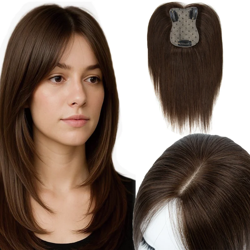 

Высококачественные накладки для волос из 100% натуральных человеческих волос с 3 клипсами, машинной работы, Remy, естественные, цельные, для женщин, для ежедневного использования, для тонких волос, для придания объема.