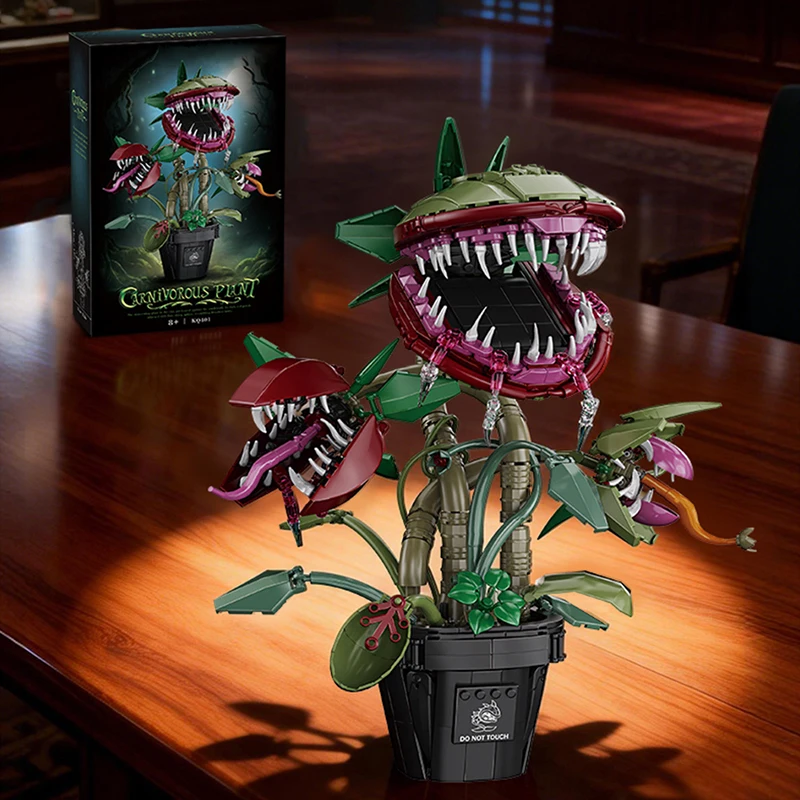 Creative Carnivorous Potted Plant Man-Eating Flower Building Blocks Home Decoration Collection MOC Bricks Toys Halloween Gift view 6
