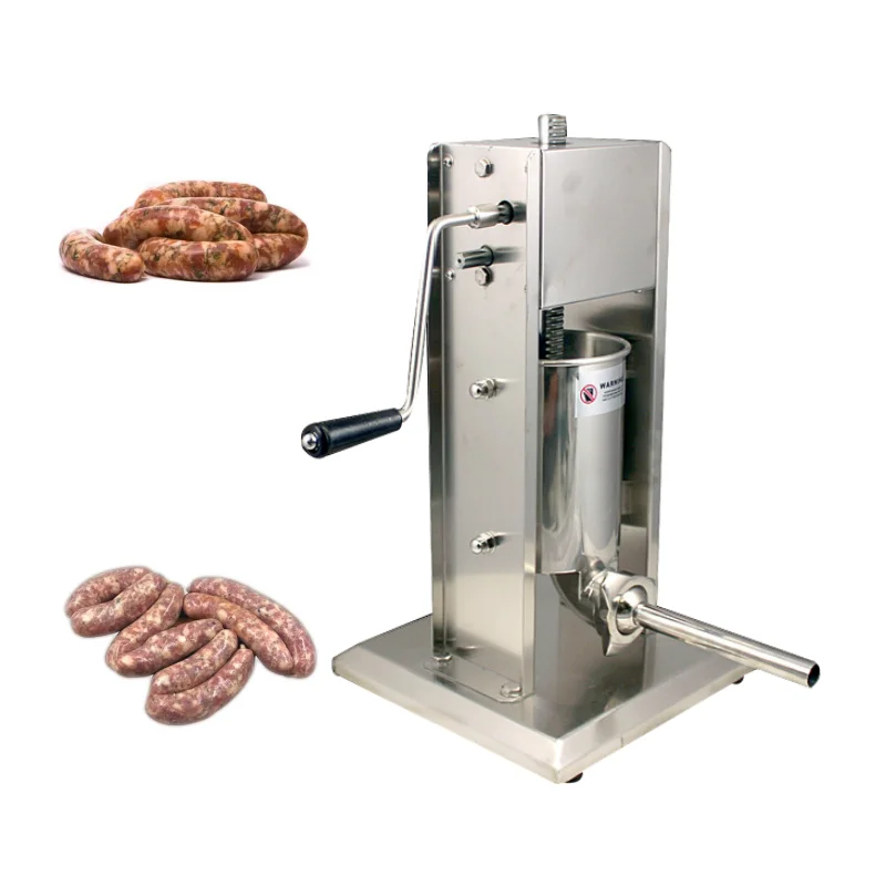 Relleno de salchichas de 3L/5L/7L, máquina de llenado de carne Manual, embutidor de carne comercial, 4 embudo, cocina, fabricante de perritos calientes, herramientas caseras