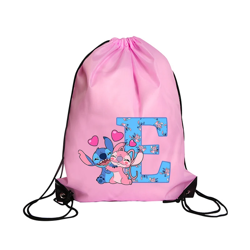 Stitch Disney Drawstring Bag Sports Waterproof Backpack Bundle Pocket Cartoon Anime Terylene Basketball Bags Birthday Cute Gift