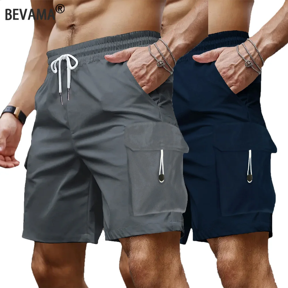 

Summer Men's Cargo Shorts Fashion Casual Fitness Running Shorts Comfortable Elastic Waist Male Short Trousers Clothing