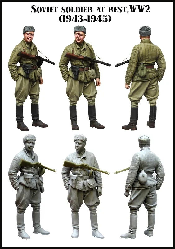 Harzfiguren-Modellbausatz im Maßstab 1:35 – N015 Hobby-Miniatur-SOWJETISCHER SOLDAT BEI REST. Unmontiert und unbemalt