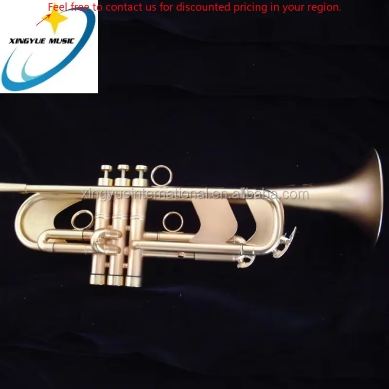 

Heavy Bb Brush Gold Trumpet Good Quality Musical Instruments From China Factory