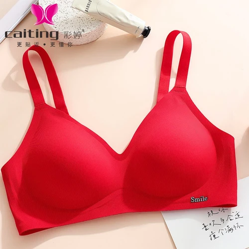 CAITING parte de atrás bonita, sujetador de copa de látex, tiras de soporte suaves, ropa interior agradable para la piel para mujeres con pechos pequeños