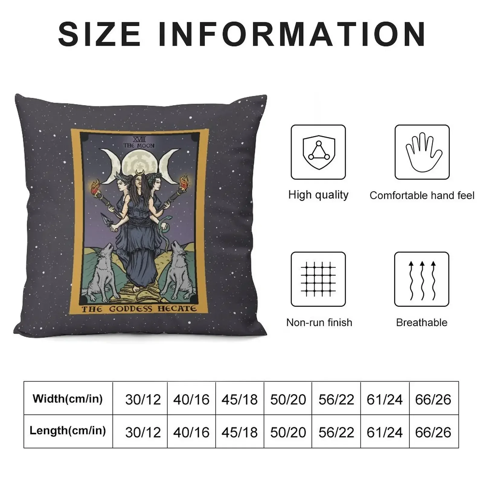 Hecate Triple Moon Goddess of Witchcraft and Magick Witch Hekate Wheel Tarot Card Throw Pillow Marble Cushion Cover pillow