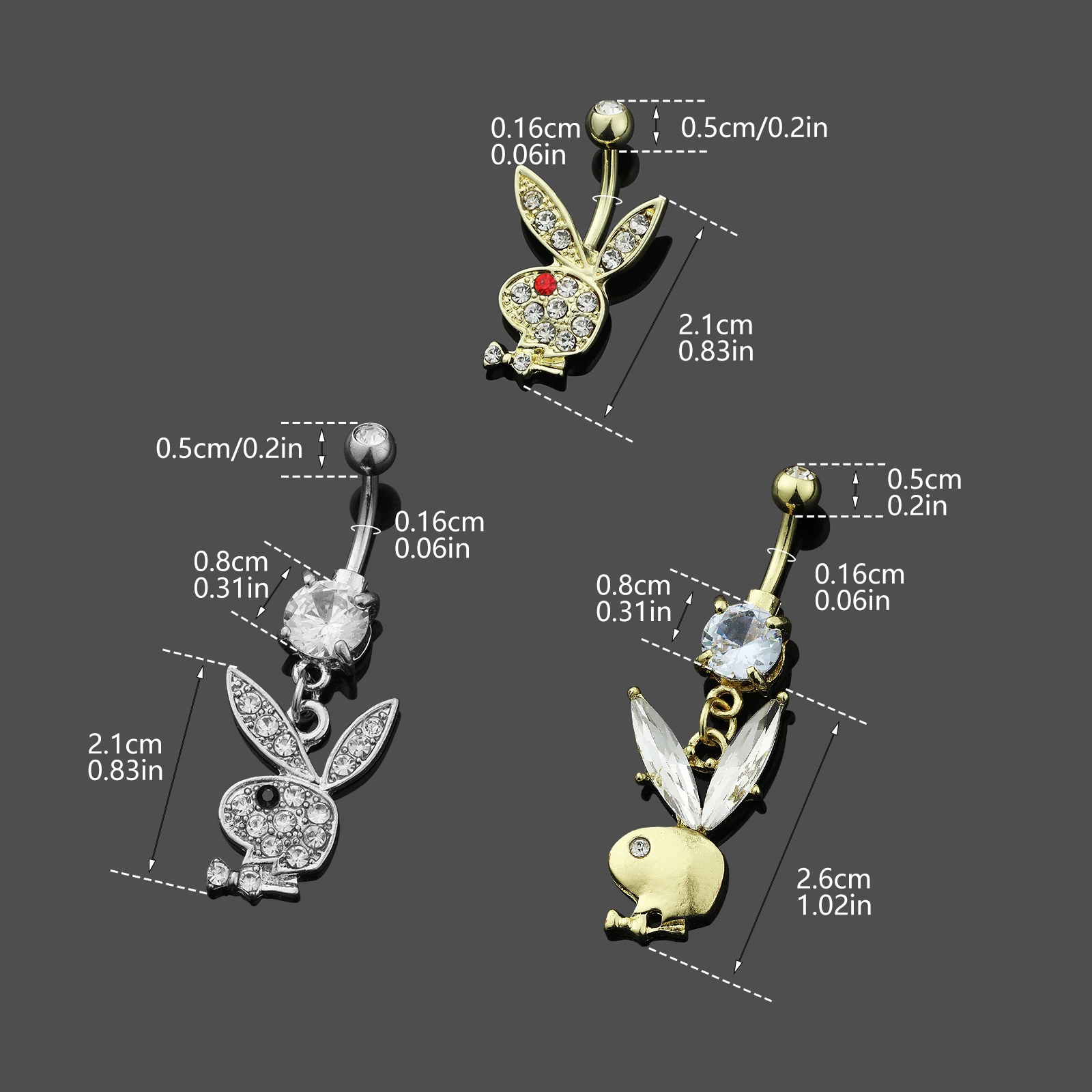 1PC Stainless Steel Belly Buttorn Piercing Gold Rabbit Belly Button Ring Navel Nail Body Piercing Jewelry for Woman