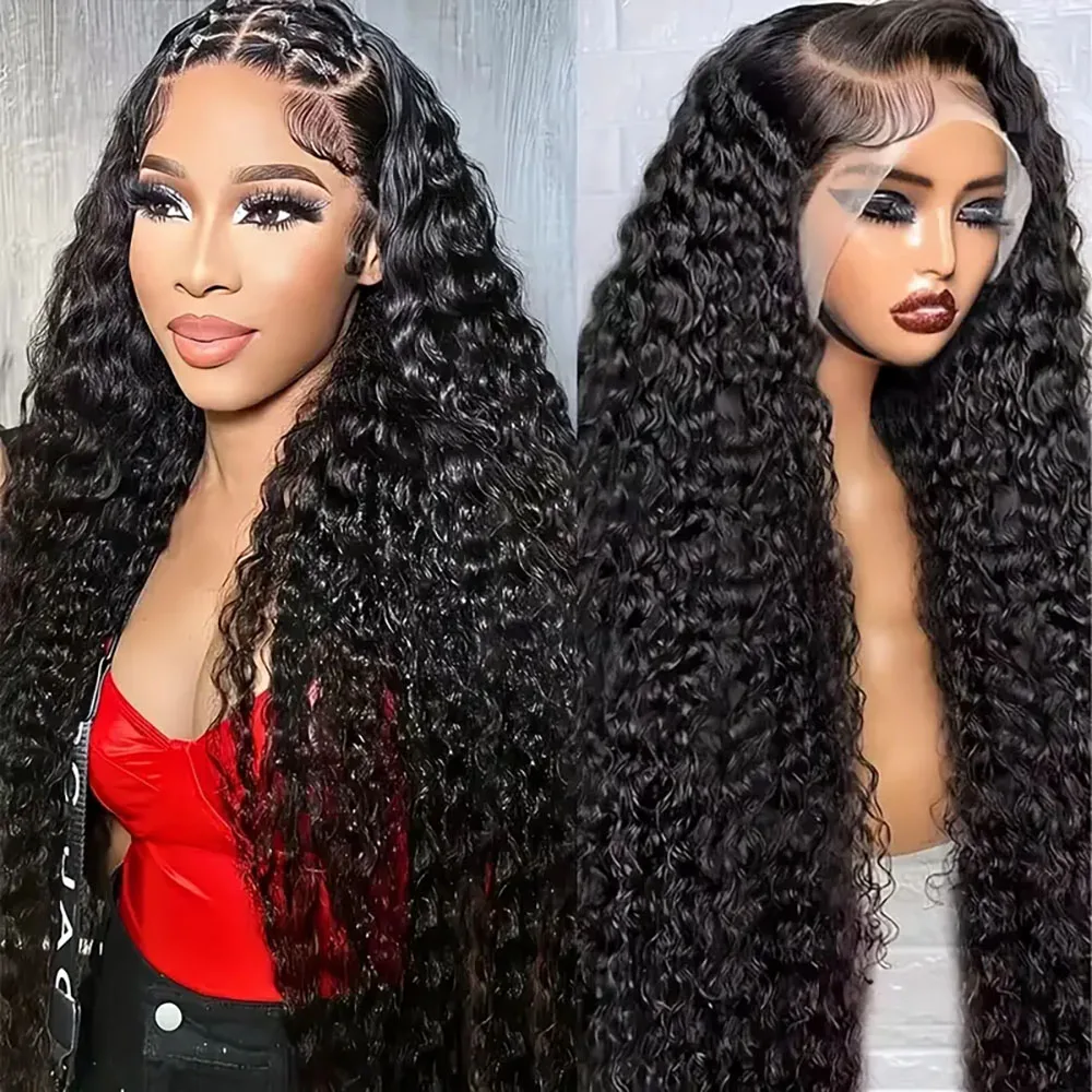 

13x4 Water Wave Wigs Human Hair Wigs Human Hair Lace Front Wigs Pre Plucked With Baby Hair 200% Density Natural Black