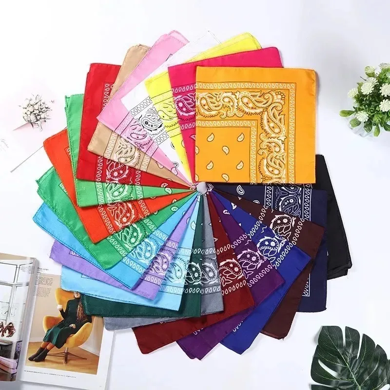 1/5/12Pcs Fashion Hip Hop Unisex Black Hair Band Neck Scarf Headwear Wrist Wraps Head Square Scarves Print Handkerchief