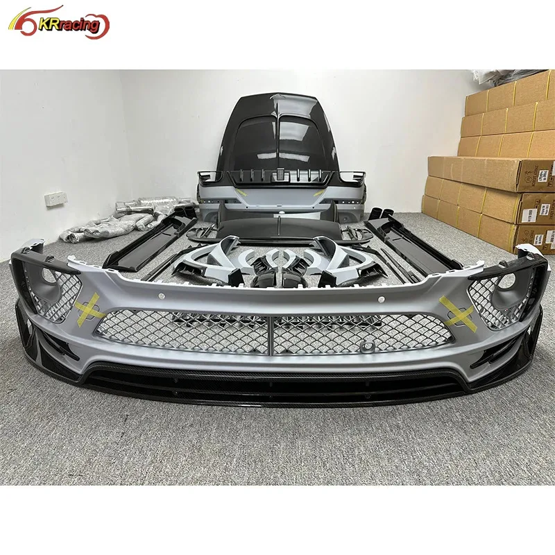 MSY نمط قطع غيار السيارات طقم هيكل من ألياف الكربون الجزئية الجافة مع غطاء محرك السيارة العادم لمجموعة Bentayga 2020 + الكربون #4