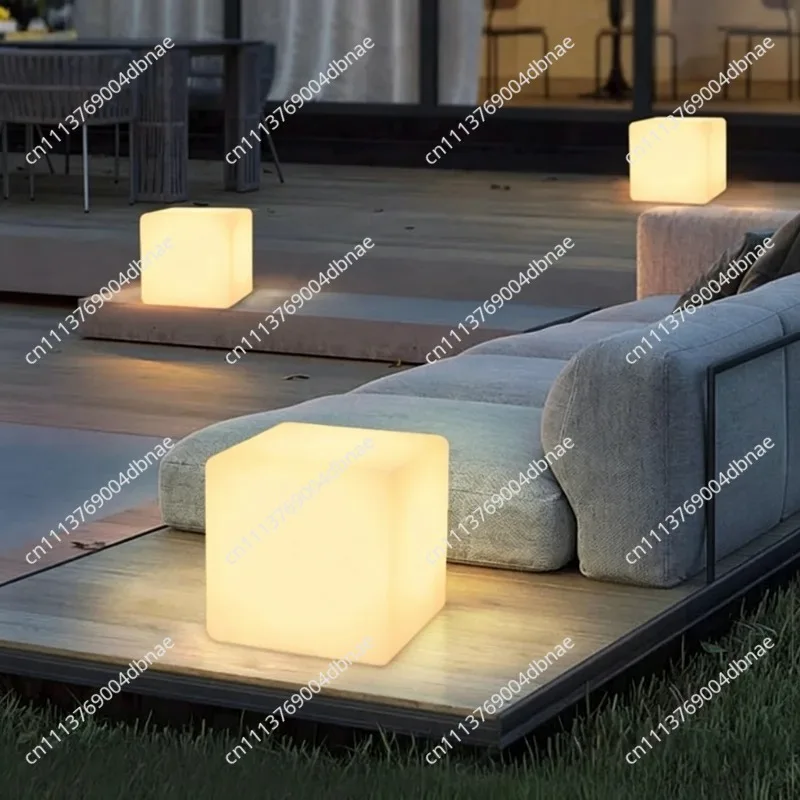 Outdoor Waterproof Solar Luminous Square Stool, Photovoltaic Luminous Furniture KTV