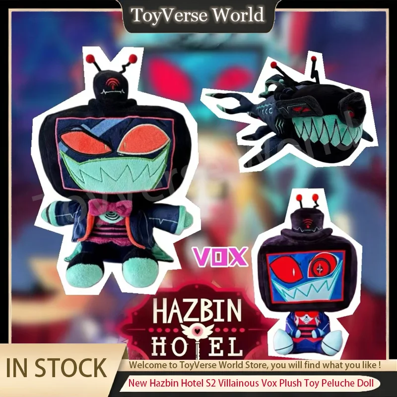 

In Stock Hazbin Hotel S2 Villainous Vox Plush Toy Peluche Doll Hell Inn Vox Tv Plush Doll Cartoon Peripheral Toys Birthday Gifts