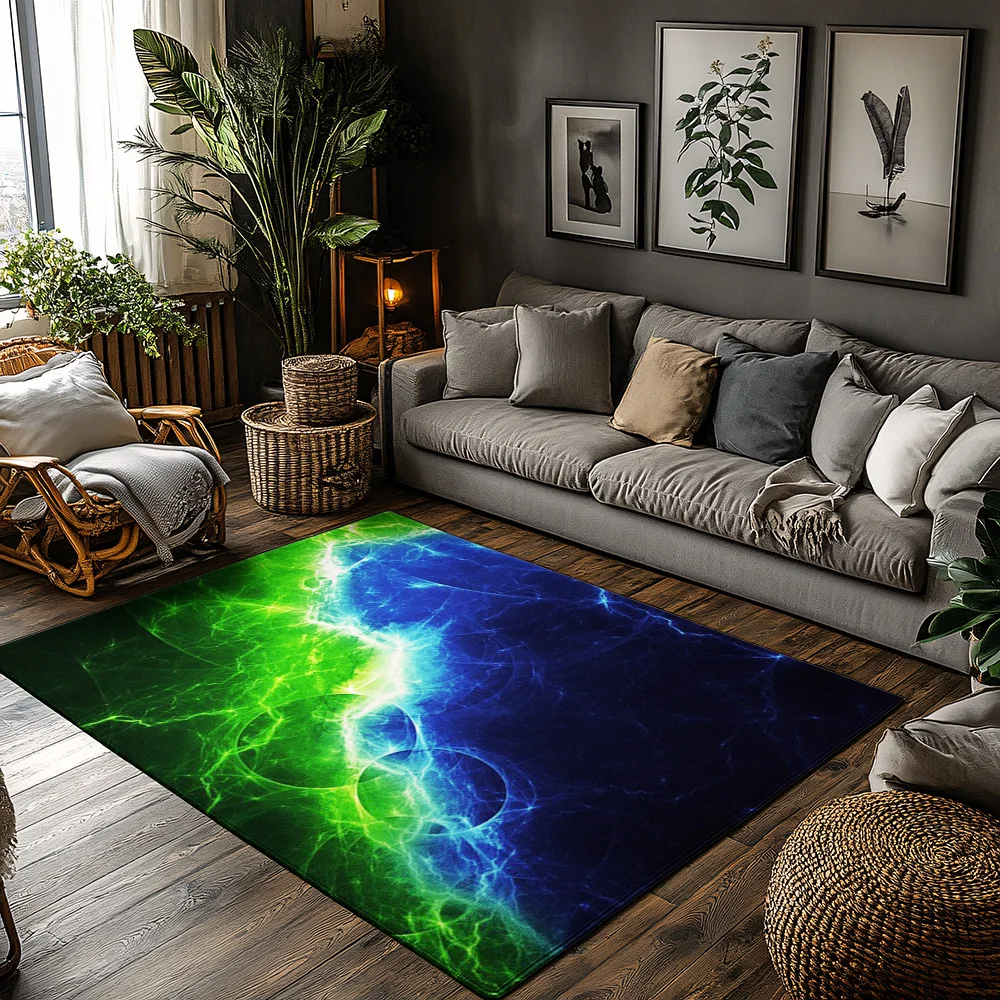 

Tuniu Neon Blue Green Galaxy Abstract Floor Carpet Rug Mat for Living Room Bedroom Decor