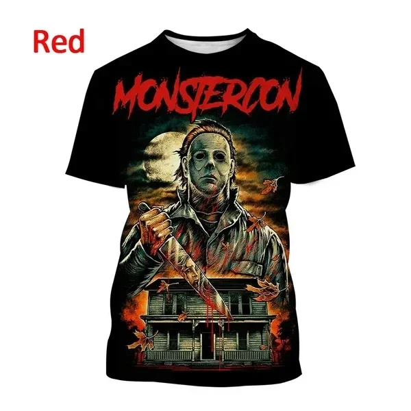 

Horror Movie Thriller Casual Halloween Michael Myers 3D Print Men T Shirts Hip Hop Streetwear O-neck T-shirt Unisex Clothing