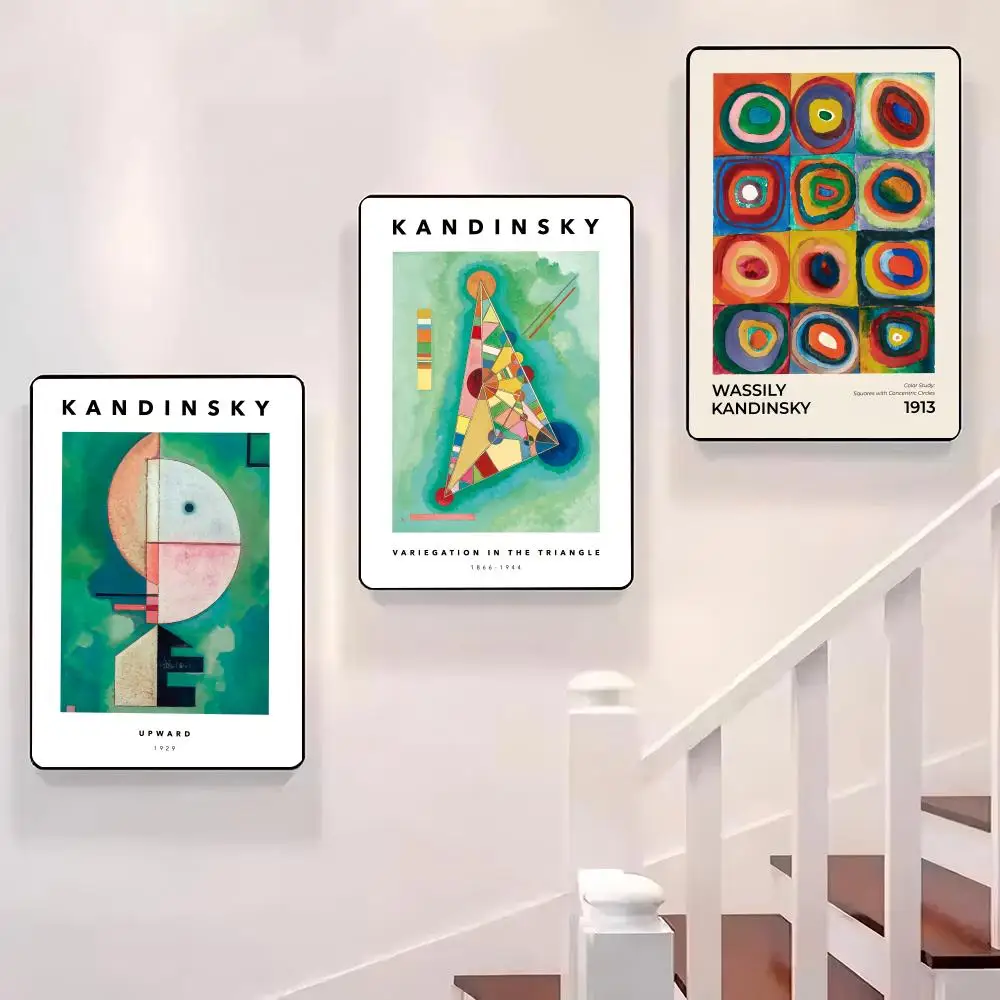 

W-Wassily Kandinsky Painting Poster Sticky Wall Waterproof Home Living Room Bedroom Bar Aesthetic Decoration Perfect Gift