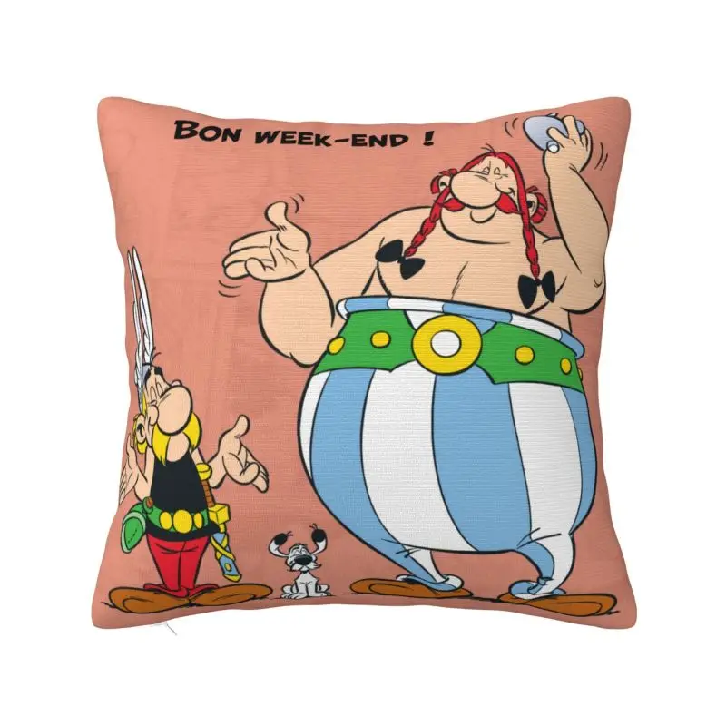 Custom Asterixs And Obelixs Adventure Comic Cushion Cover 45x45cm Soft Nordic Throw Pillow