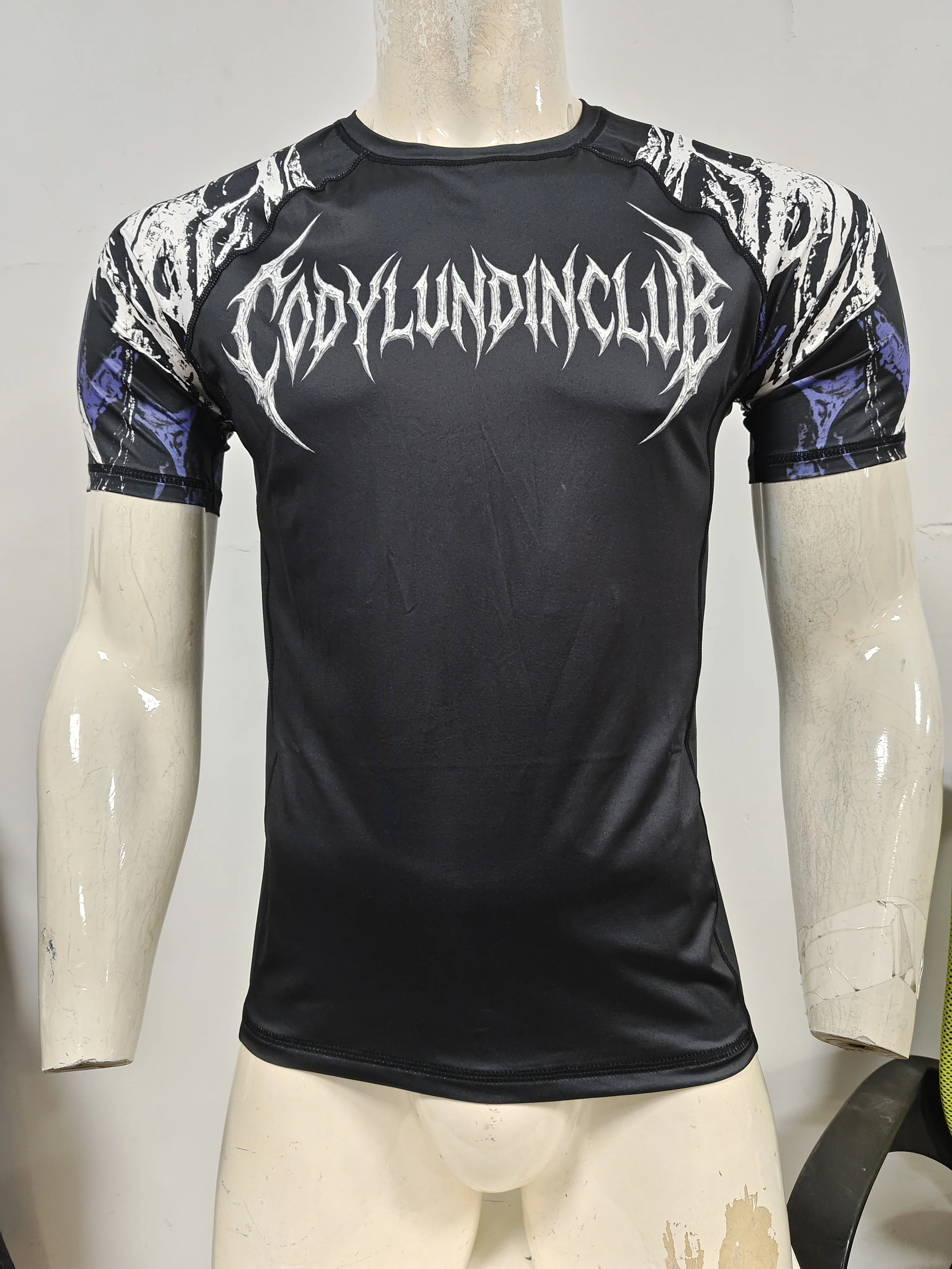 Cody Lundin Men's Quick Dry Digital Print Raglan Short Sleeve Compression Rashguard MMA Boxing BJJ Grappling Gym Fitness T-shirt
