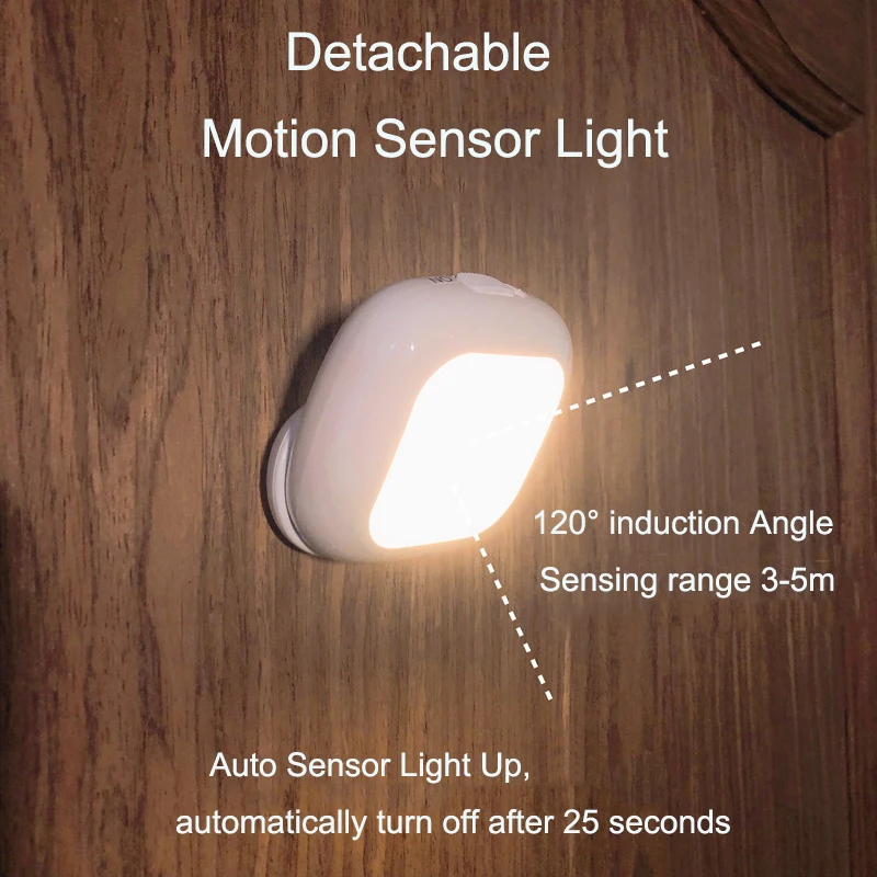 

Магнитный ночник с пассивным инфракрасным датчиком движения, освещение со съемным под шкафом, для кухни, спальни, гардероба, декоративная Беспроводная настенная лампа