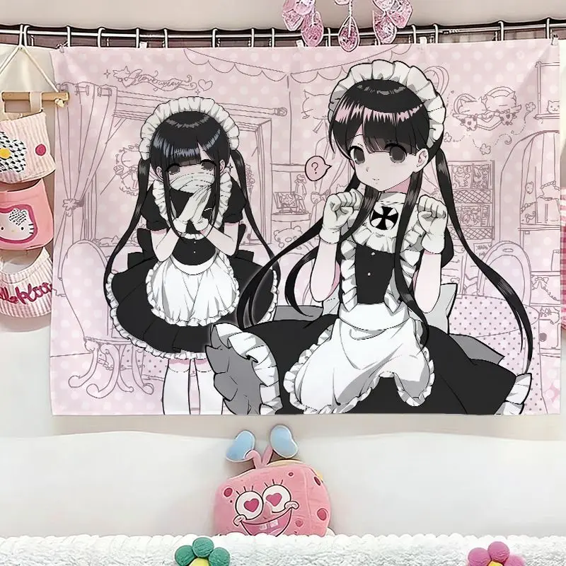 Harajuku Y2K Aesthetic Vintage Japanese Kawaii Wall Tapestry, Anime Wall Hanging Background Cloth for Dorm Bedroom Interior Deco