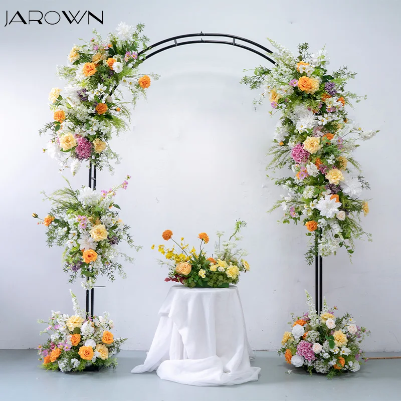 Orange Series Rose Hydrangea Floral Arrangement for Wedding Event Backdrop Decor Artificial Flowers for Home Decoration