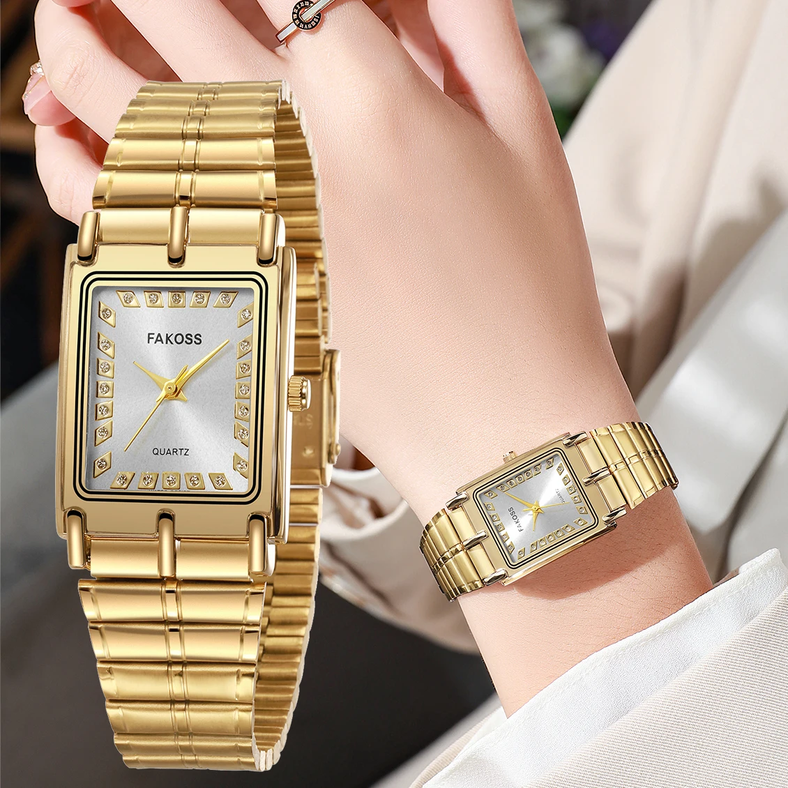 

WWOOR Luxury Gold Steel Bracelet Wristwatches Female Male Clock Golden Quartz Watch For Men Women Watches Montre Femme