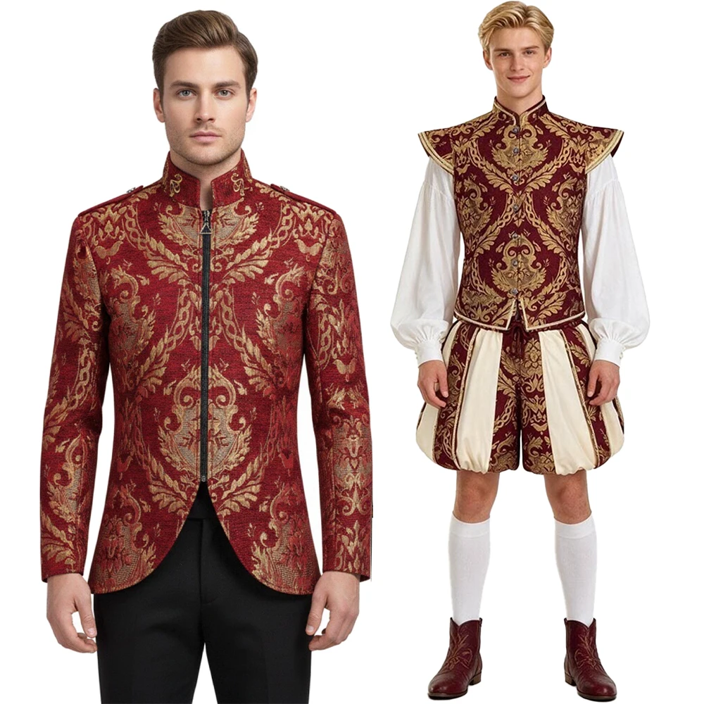 Traje de la Época Tudor, Chaqueta Medieval Isabelina, Disfraz de Príncipe Real Henry Renacentista, Pantalones de Calabaza para Cosplay, Disfraz de Halloween