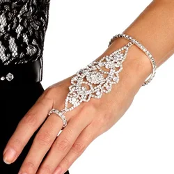 Stonefans Boho Rhinestone Finger Bracelet Hand Jewelry for Women 2024 New Summer Hollow Large Flower Bracelet Back Hand Chain