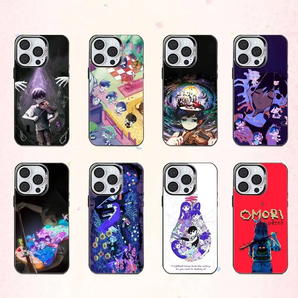 

Cool O-OMORI Game Phone Case For iPhone17,16,15,14,13,12,11 Plus,Pro Max Colored Silver Plated Inside Cover