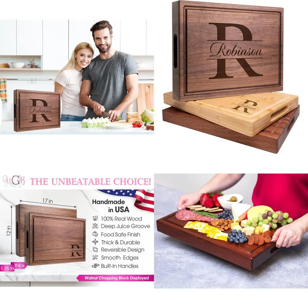 

Large 17x12 Premium XL Chopping Board - Custom Engraved Cutting Board, Handcrafted Kitchen Gift for Christmas, Weddings, Anniver
