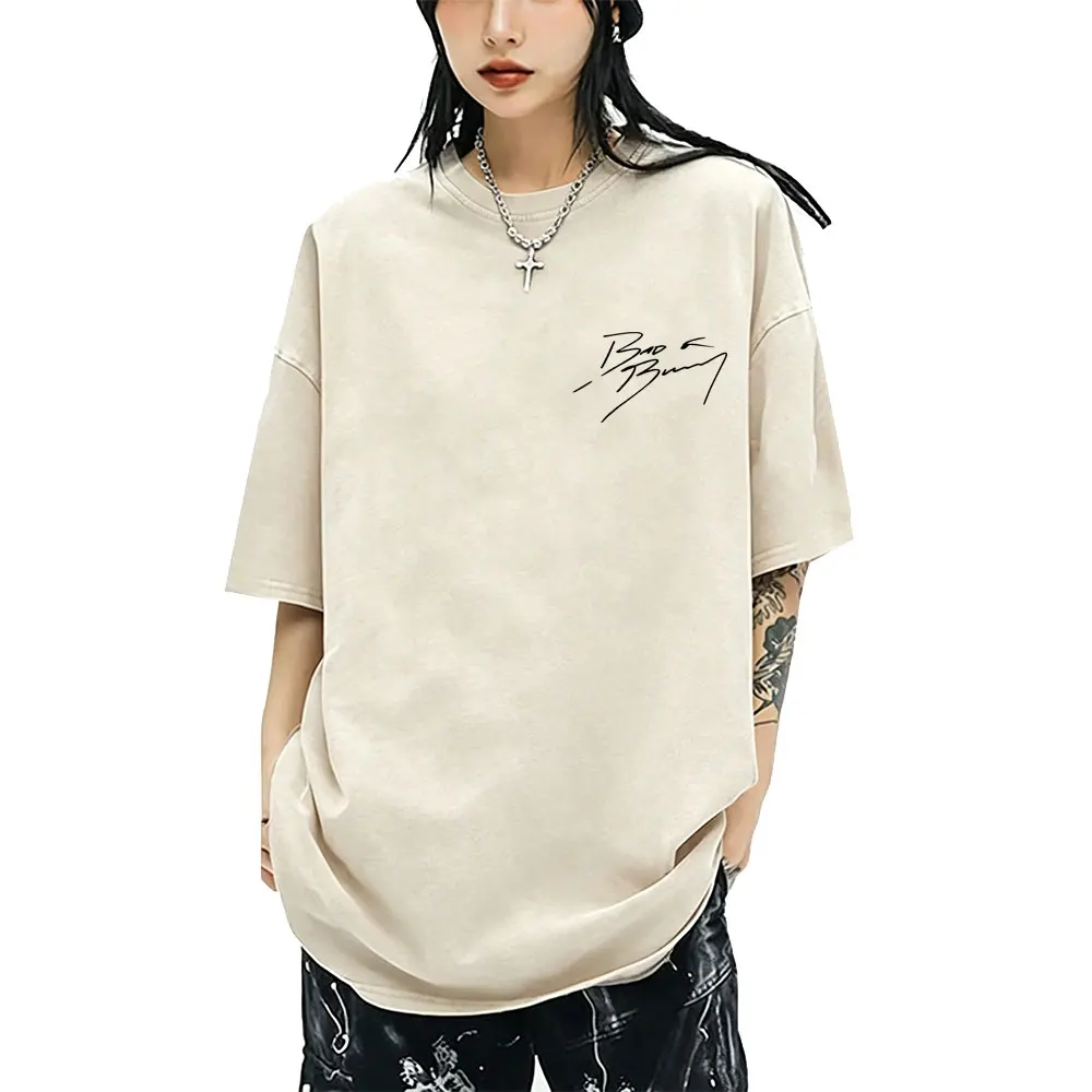 

Hot Sale Rapper Bad Bunny Un Verano Sin Ti Vintage Washed T Shirt Men Women Fashion Hip Hop Oversized T-shirt Men's Streetwear