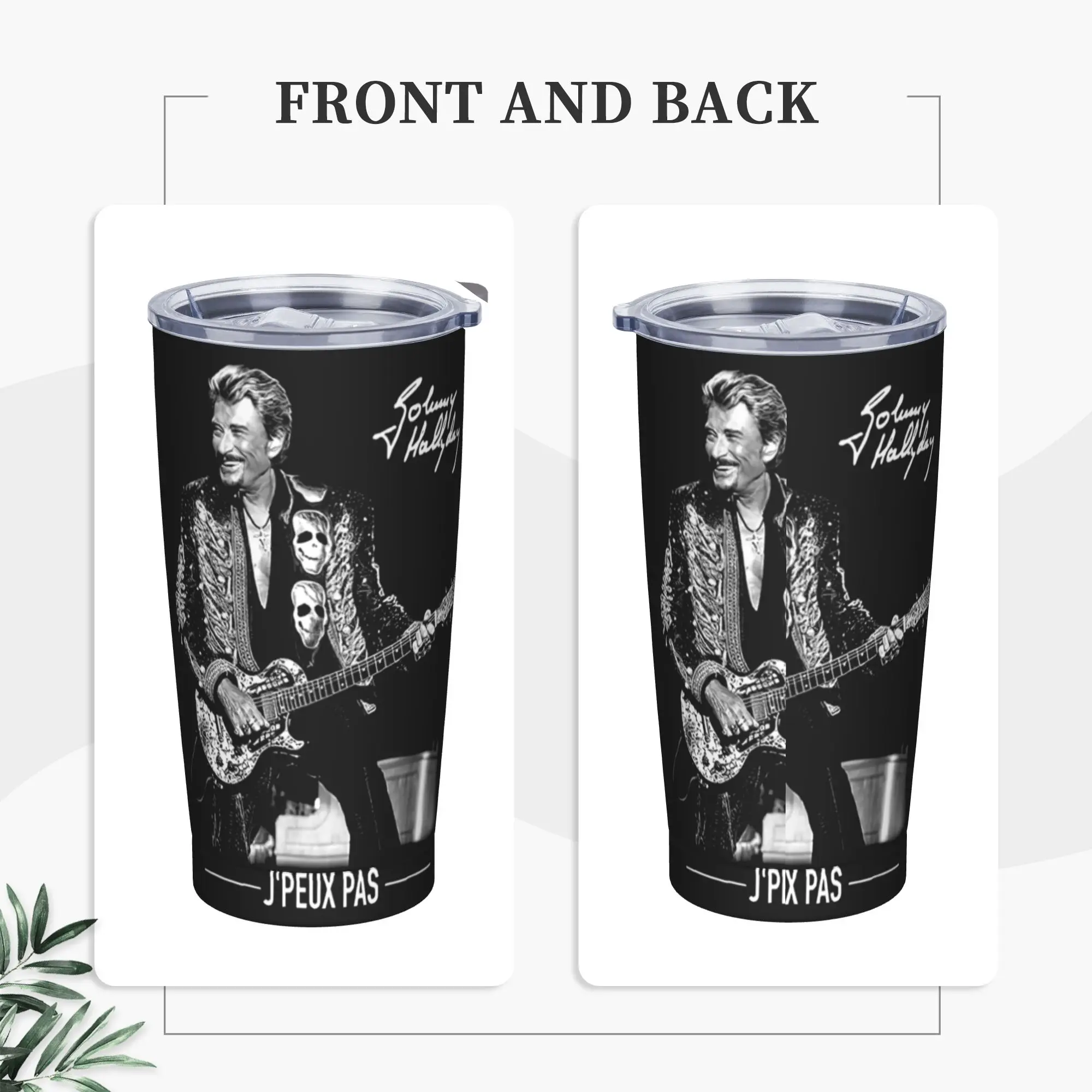 J'peux Pas Insulated Tumbler with Straws Johnny Hallyday Vacuum Coffee Mugs Office Home  Bottle Cups, 20oz