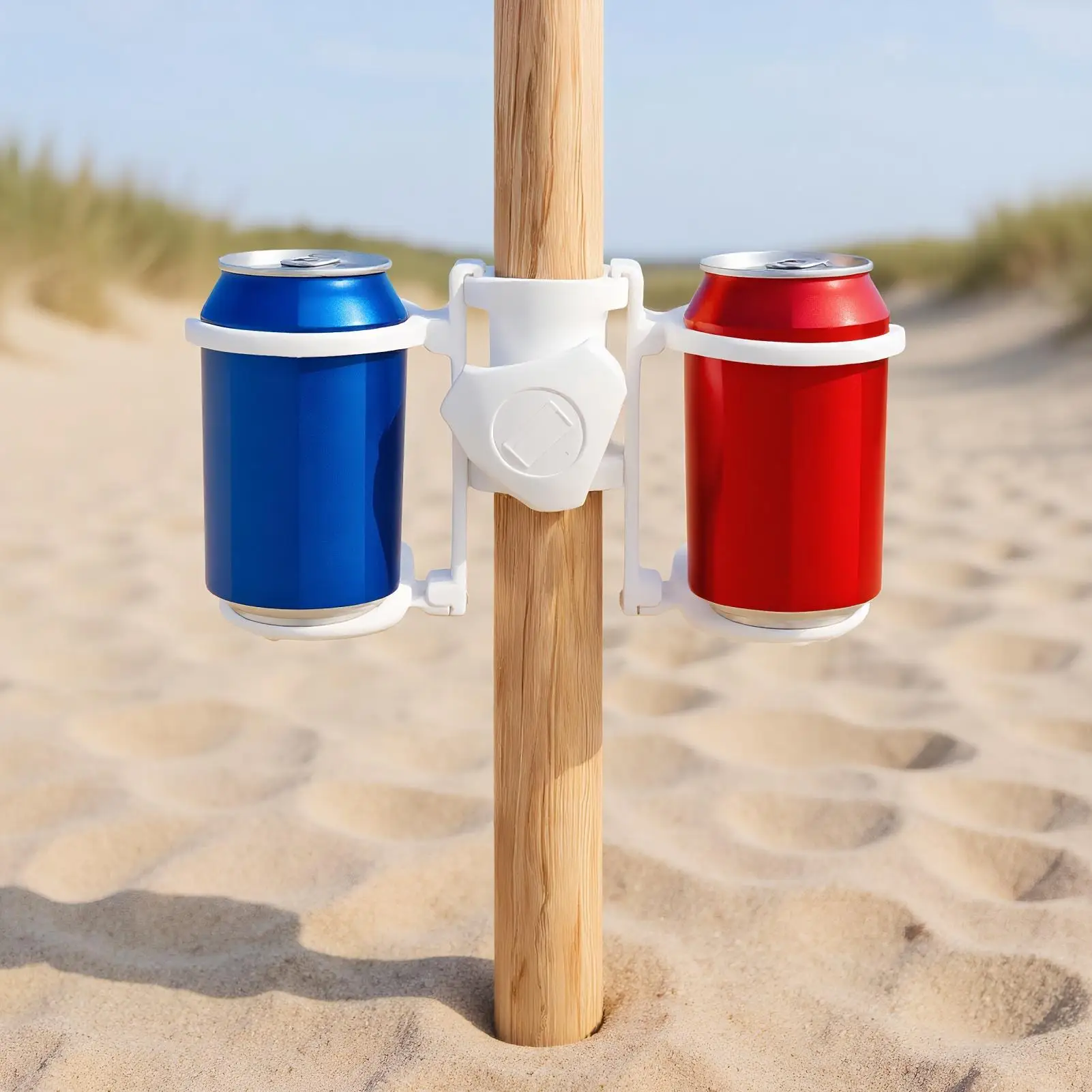 

Beach Umbrella Drink Holder - Portable Cup Tray for Poolside/Boating, Plastic Patio Accessory with Adjustable Clamp for outdoor