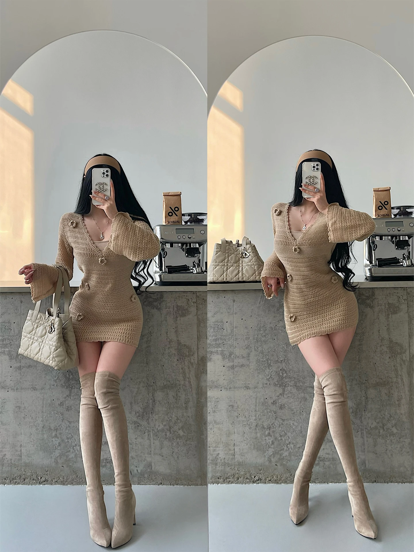 

YoungGirlDay сексуальное мягкое трикотажное платье с большим V-Ne 3D цветочное украшение эластичная облегающая юбка для женщин повседневная одежда