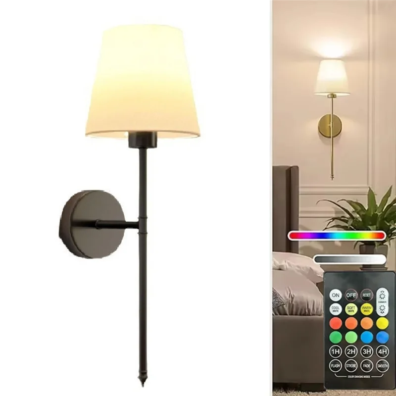 CQMF-Retro Wall Lamp LED Charge Remote Control Bulb Sconce For Bathroom Bedroom Fireplace Interior Waterproof Wall Lights