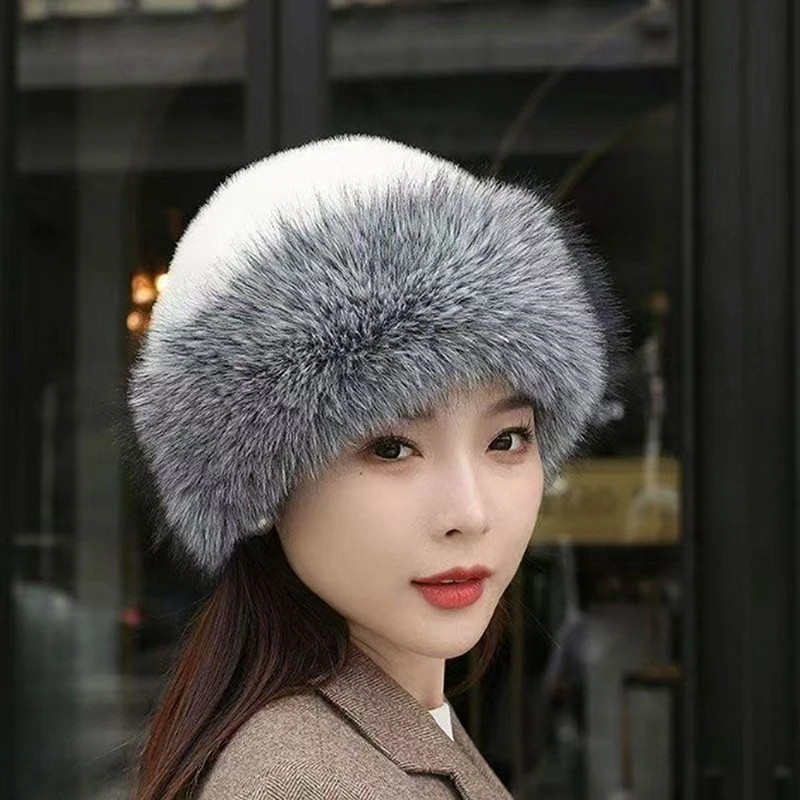 

Fashion Versatile Fluffy Mongolian Hat For Women Girls Autumn Winter Warm Ear Protection Hat Solid Color Windproof Hat Gifts