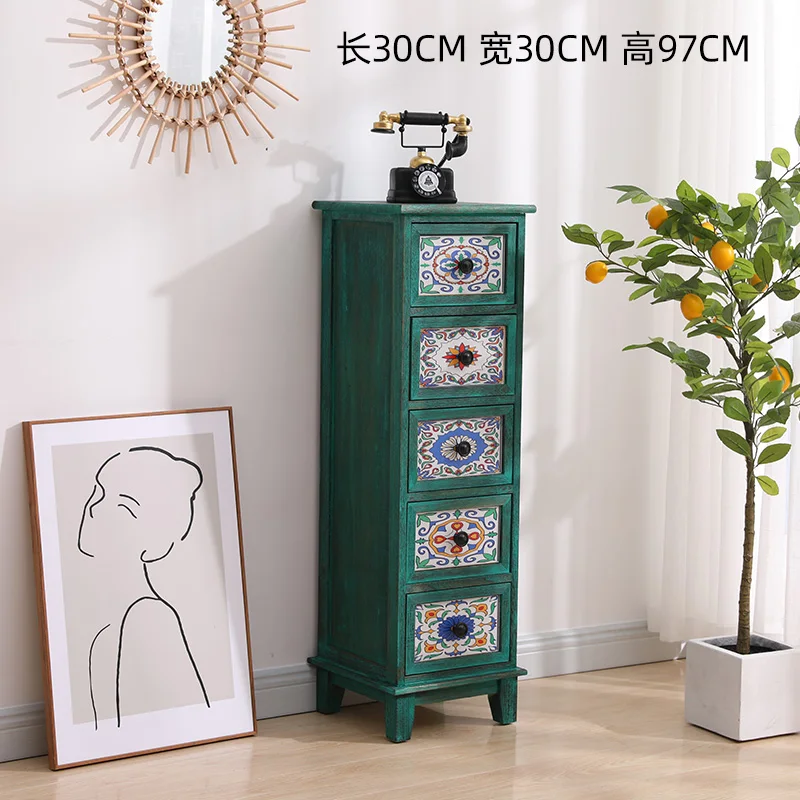 American solid wood chest, painted drawer cabinet, living room storage cabinet, retro bedroom, simple light luxury locker, homes image 3