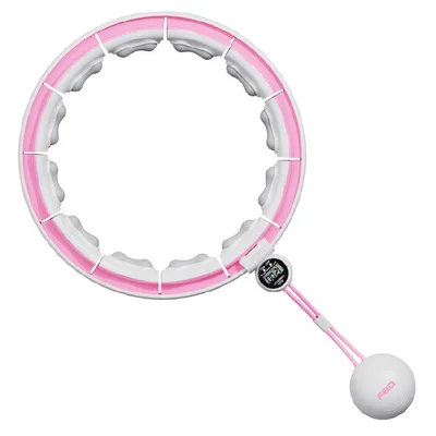 Massage Digital Counting Smart Hoola Hoop with Adjustable Detachable Knots Auto Spinning Ball Hot Sale Indoor Pink  FITNESS whit