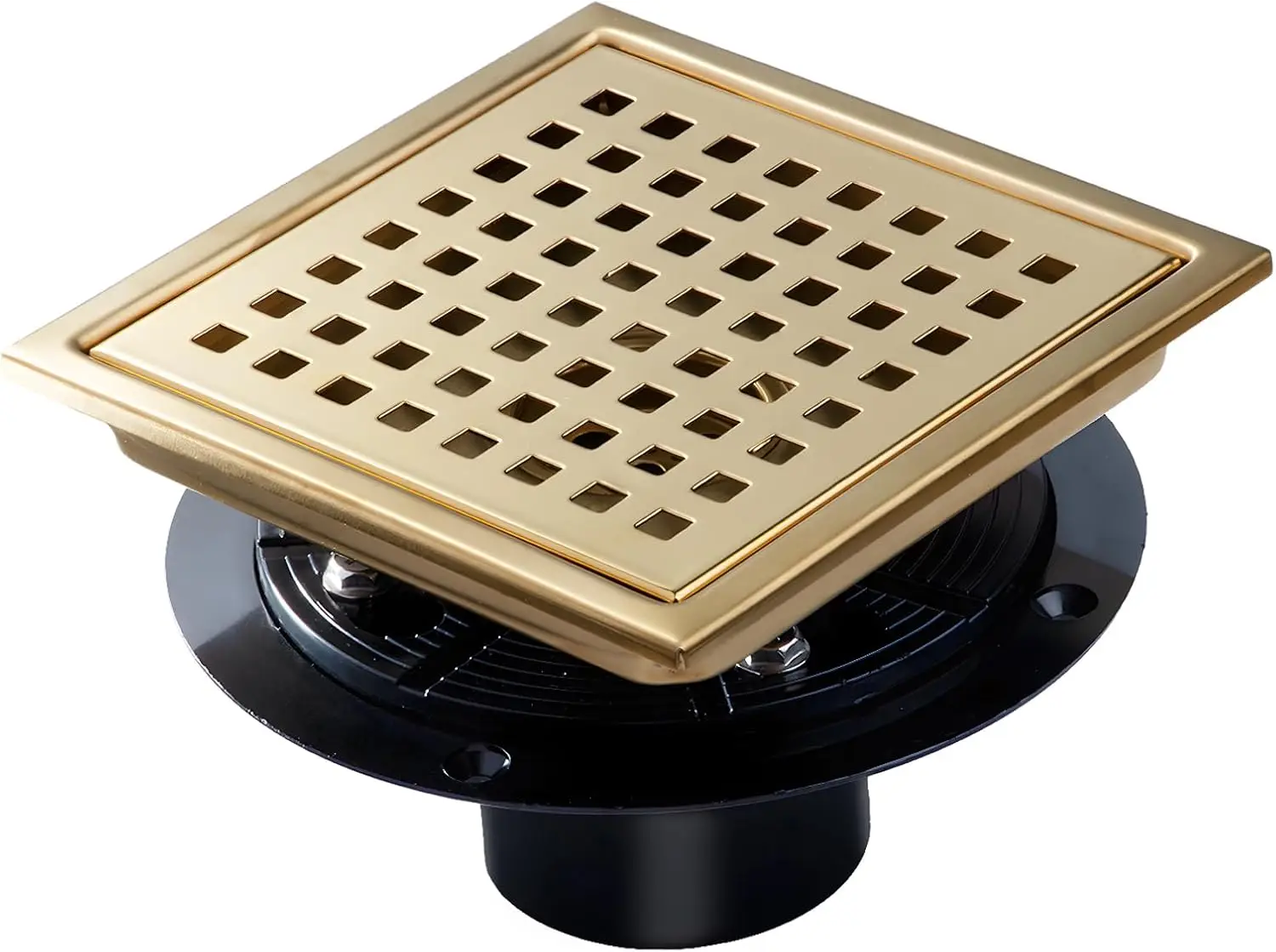 

Shower Drain, 6 inch Shower Floor Square Drain with Flange, Removeable Grid Panel SUS 304 Stainless Steel Square Sho