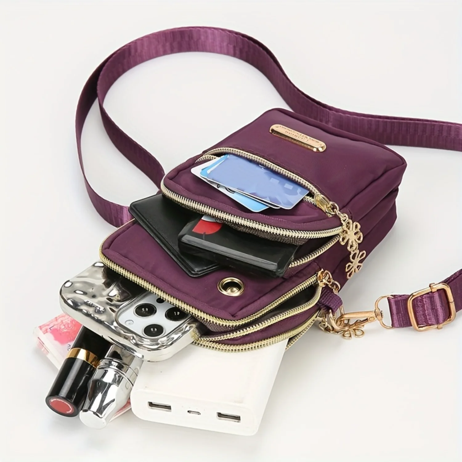 Chic Womens Crossbody Phone Purse - Casual Multi-Pocket Design, Secure Zip Closure & Lightweight for Sports and Fitness