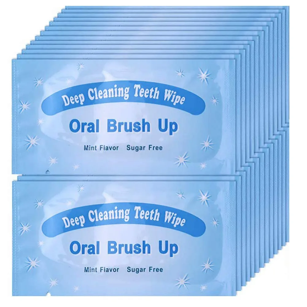 Disposable Textured Dental Wipes for Deep Cleaning Teeth and Gums Mint Flavor 100 Count Pack Oral Hygiene Fresh Breath Finger Brush Toothbrush Alternative Portable Travel Convenient Teeth Cleaning Wipes for Adults Kids